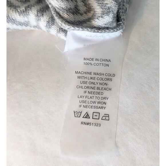 Vince Camuto Cardigan Sweater XL Gray Herringbone Open Front Cotton Draped NEW - Picture 12 of 12